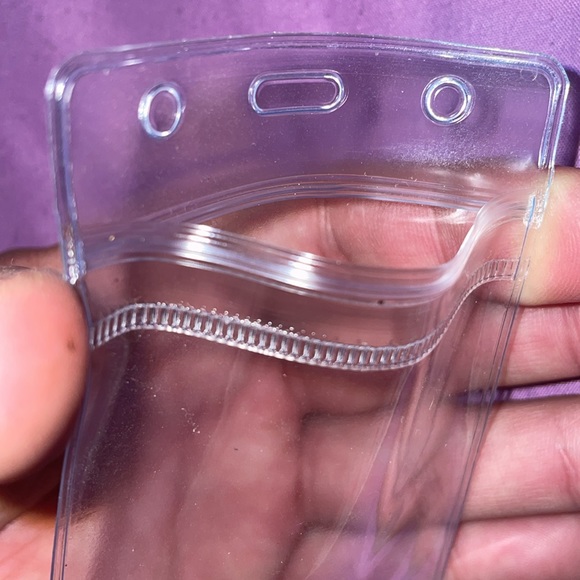 Clear ID holders card holders zip lock top punch holes to clip on lanyard zinger - Picture 9 of 11